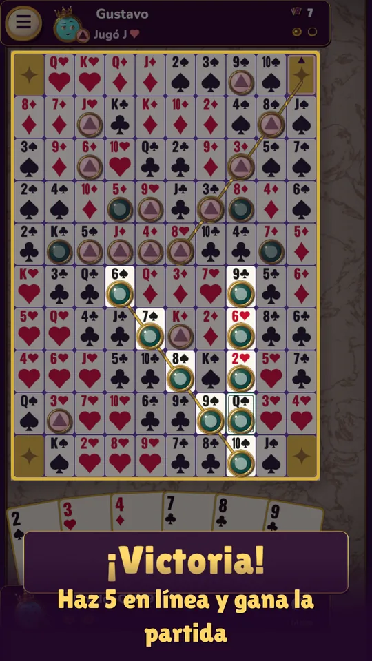 La pantalla de victoria al final de una partida.