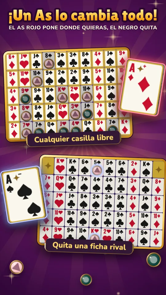 El As rojo pone donde quieras; el negro quita una ficha.